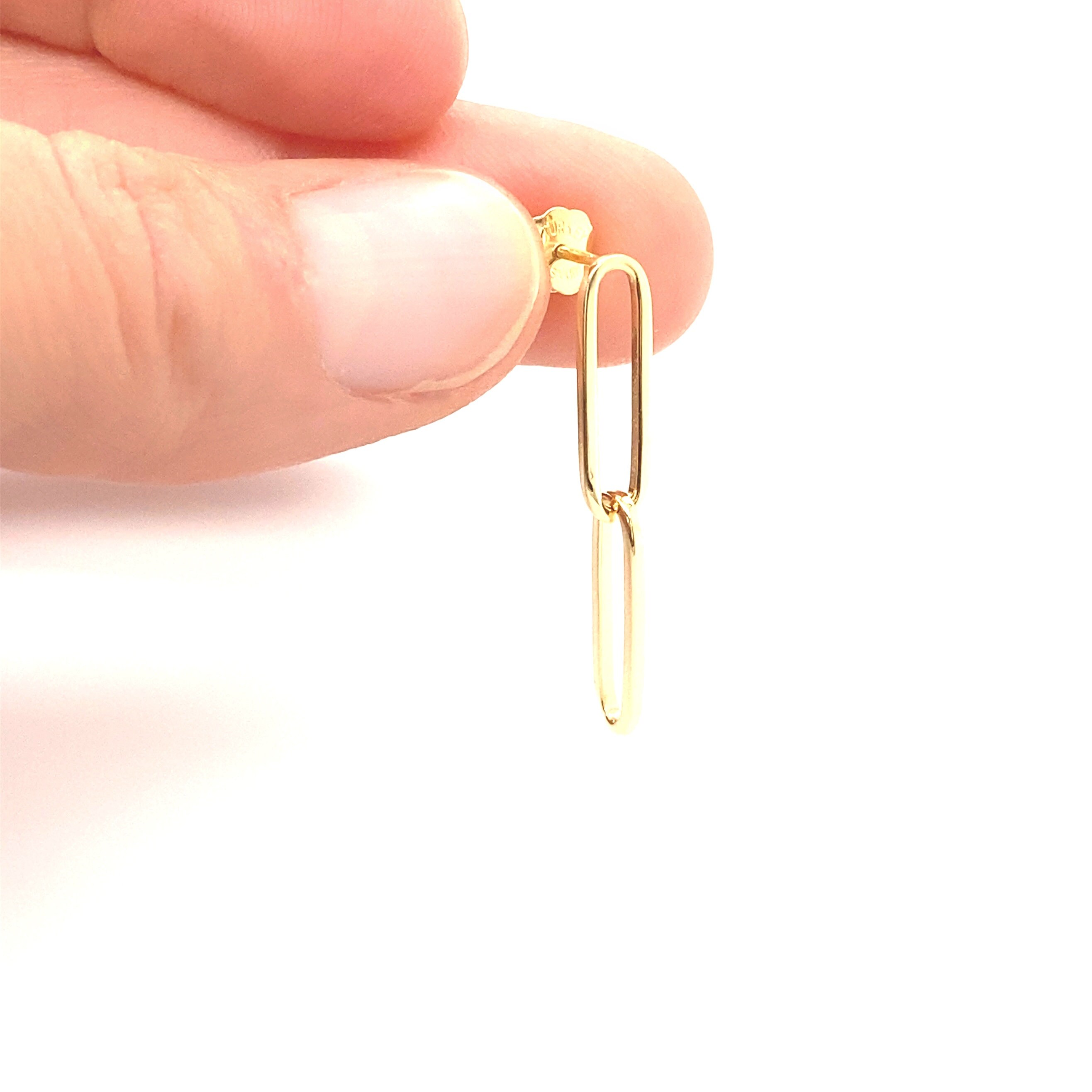 Paperclip Dangle Earrings 14K Gold Dangle Earrings Paperclip Etsy