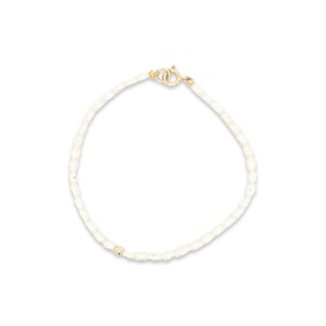 Natural Freshwater Seed Pearl Bracelet, 14K Gold 3mm Pearl Bracelet, Delicate Pearl Bracelet, Stacking Bracelet, Beaded Rice Pearl Bracelet