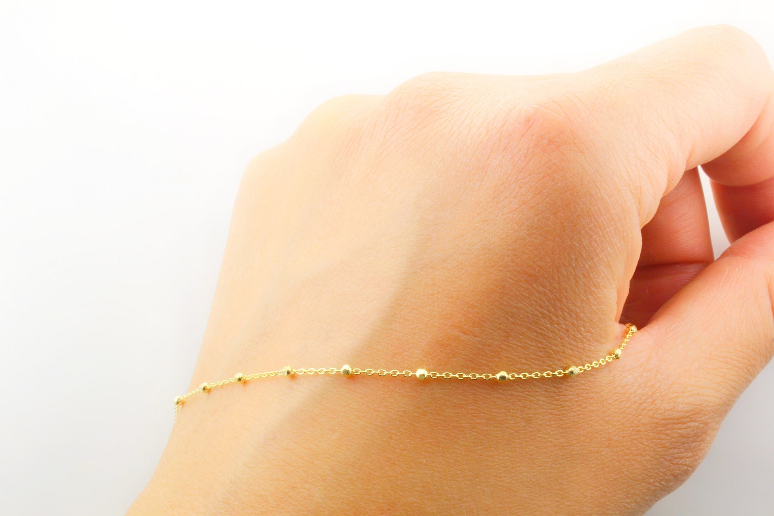 14K Fine Gold Ball & Chain Anklet 14K Gold Anklet Summer Etsy