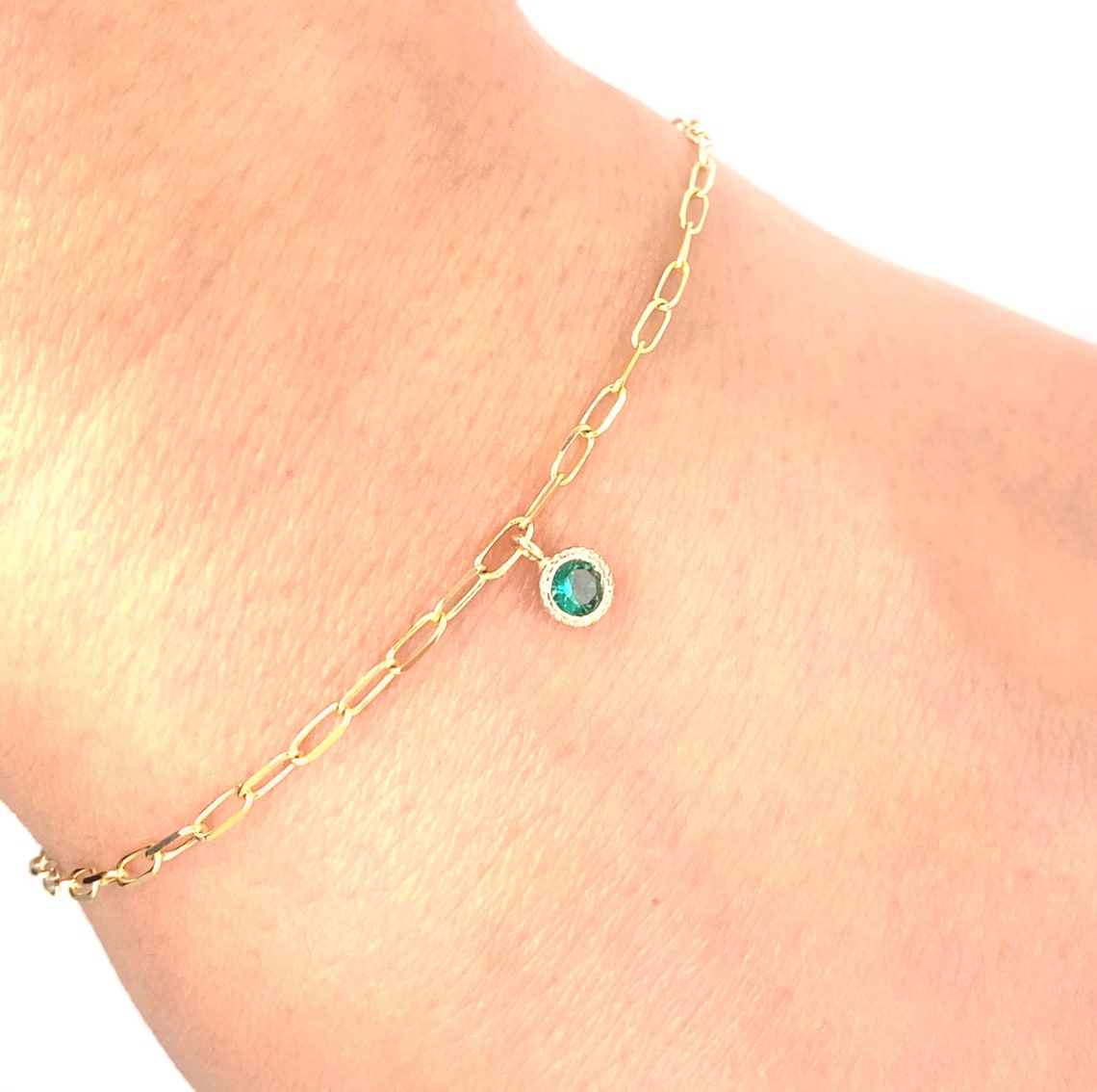 Birthstone Charm Bracelet 14K Gold Birthstone Charm Bracelet Etsy