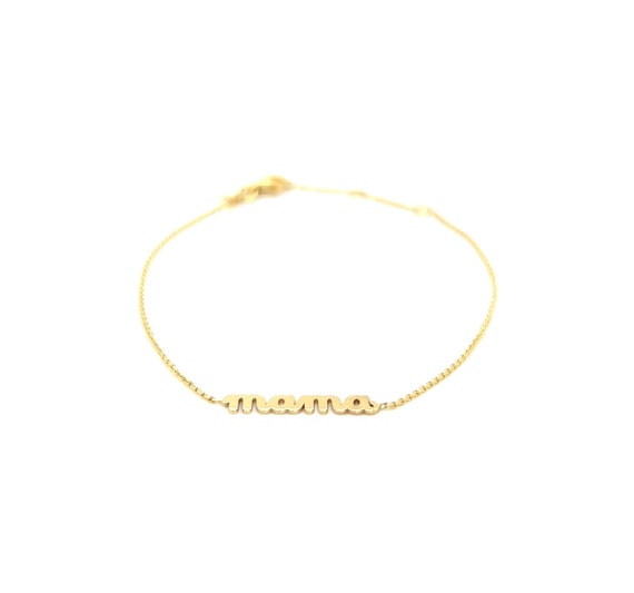 14K Gold Mama Bracelet Script mama Bracelet Delicate Mama