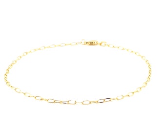 Mini Link Chain Anklet, 14k Gold Anklet, Yellow Gold Anklet, Paperclip Chain, Everyday Anklet, Summer Jewelry, BrookeMicheleDesigns