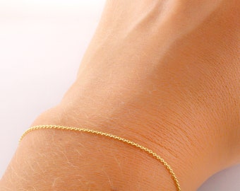 Cable Link Chain Bracelet, Everyday Bracelet, Thin Gold Bracelet, Dainty Bracelet, Gold Chain Bracelet, 14K Gold Bracelets for Women, Gifts