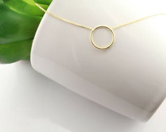 Circle Pendant Necklace, 14K Gold Circle Necklace, Delicate Necklace, Dainty 14K Gold Circle Necklace, Layering Circle Pendant Necklace