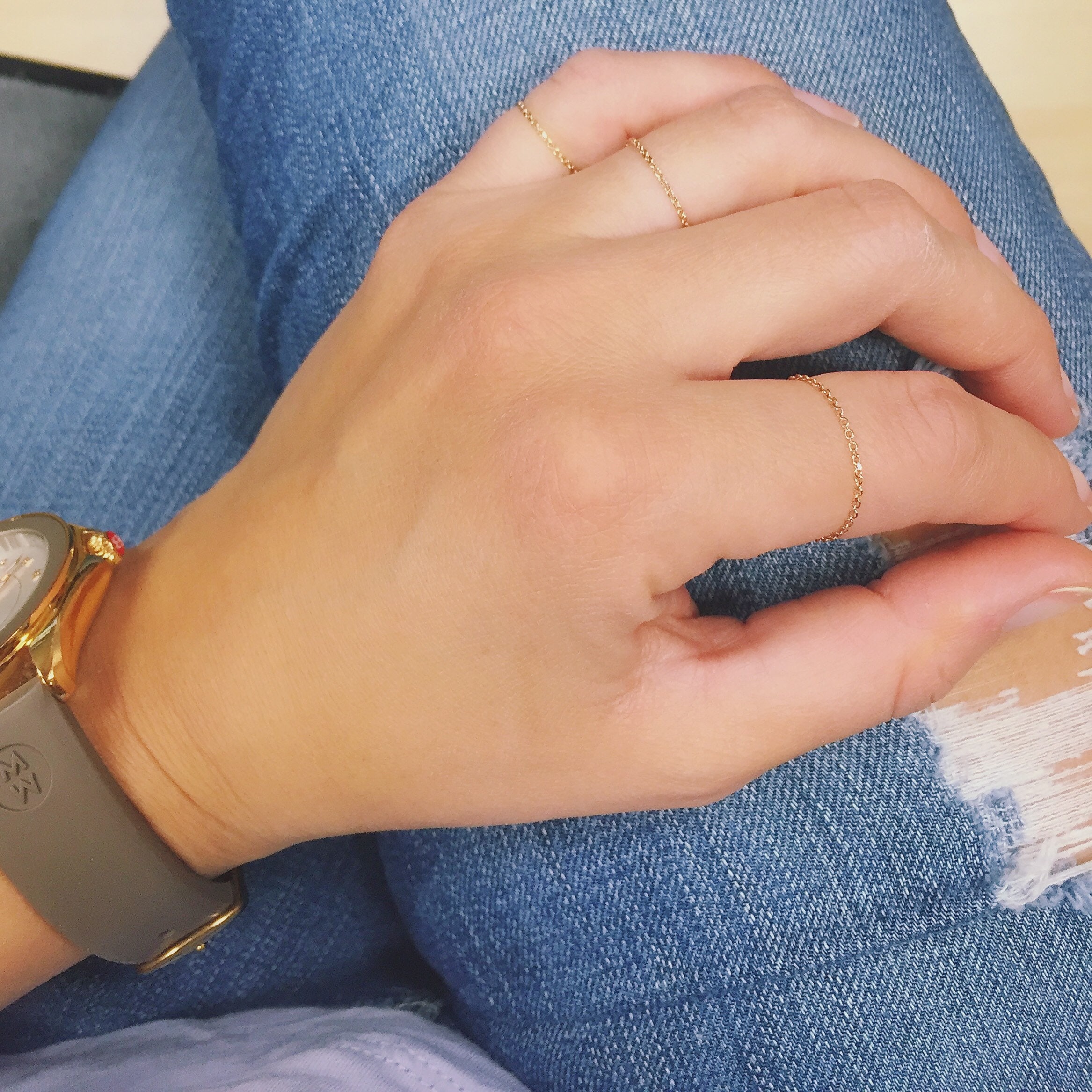 14K Gold 1MM Chain Ring Gold Chain Ring Dainty Chain Ring Etsy