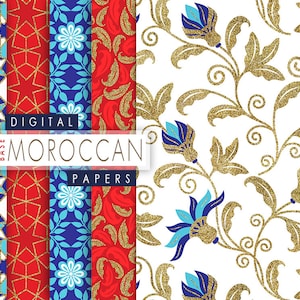Digital Moroccan Papers II, naadloos Marokkaans mozaïekpatroon, geometrisch digitaal papier, etnisch naadloos digitaal papier, oosterse achtergronden
