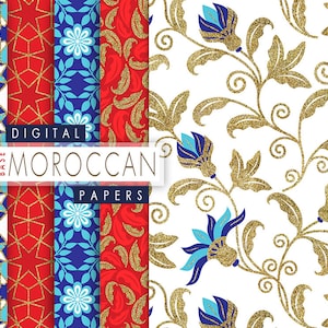 Digital Moroccan Papers II, Moroccan Mosaic Seamless Pattern, Geometric Digital Paper, Ethnic Seamless Digital Paper, Oriental Backgrounds image 1