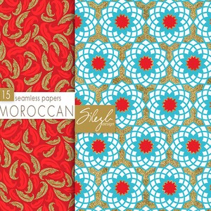 Digital Moroccan Papers II, Moroccan Mosaic Seamless Pattern, Geometric Digital Paper, Ethnic Seamless Digital Paper, Oriental Backgrounds image 3