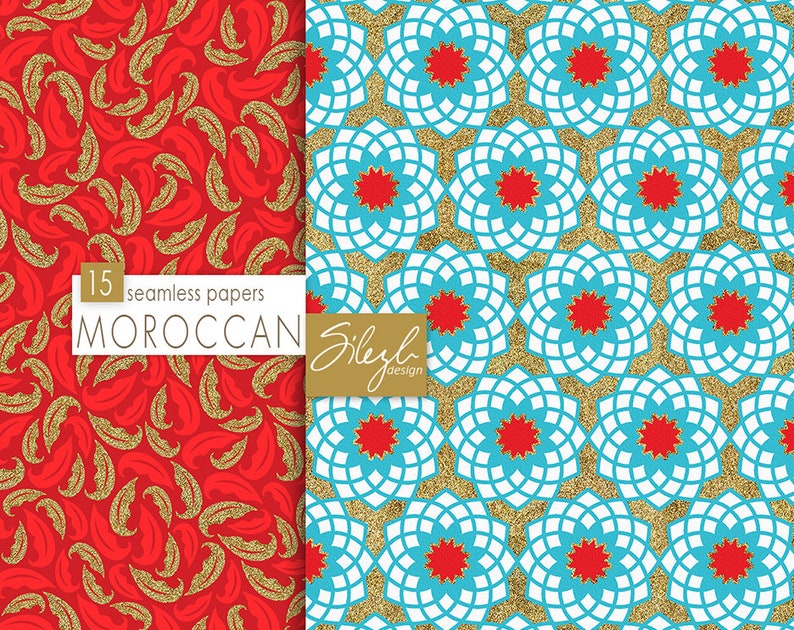 Digital Moroccan Papers II, Moroccan Mosaic Seamless Pattern, Geometric Digital Paper, Ethnic Seamless Digital Paper, Oriental Backgrounds image 3