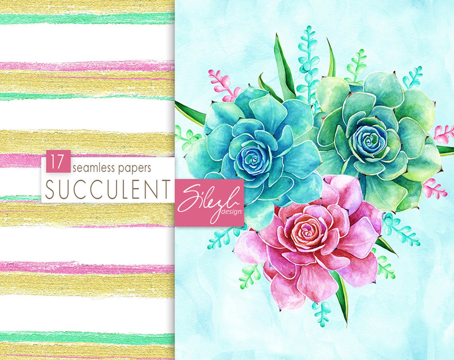 Digital Cactus Paper Watercolor Succulent Papers Seamless - Etsy
