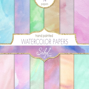 Digital Watercolor Scrapbook Paper, Pastel Watercolor Backgrounds, Watercolor Textures, Watercolor Wall Art, Printable
