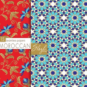 Digital Moroccan Papers II, Moroccan Mosaic Seamless Pattern, Geometric Digital Paper, Ethnic Seamless Digital Paper, Oriental Backgrounds image 5