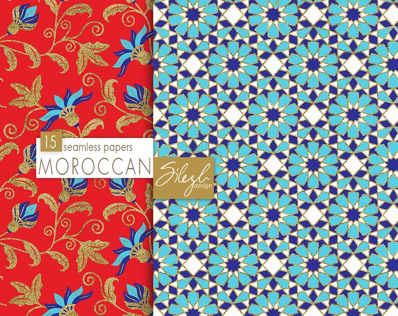 Digital Moroccan Papers II, Moroccan Mosaic Seamless Pattern, Geometric Digital Paper, Ethnic Seamless Digital Paper, Oriental Backgrounds image 5