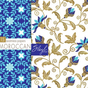 Digital Moroccan Papers II, Moroccan Mosaic Seamless Pattern, Geometric Digital Paper, Ethnic Seamless Digital Paper, Oriental Backgrounds image 2