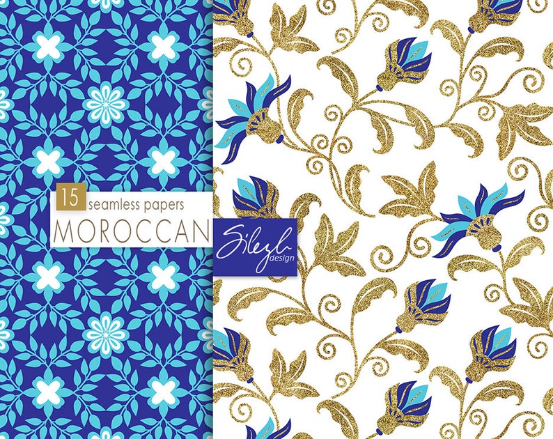 Digital Moroccan Papers II, Moroccan Mosaic Seamless Pattern, Geometric Digital Paper, Ethnic Seamless Digital Paper, Oriental Backgrounds image 2