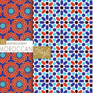 Digital Moroccan Papers II, Moroccan Mosaic Seamless Pattern, Geometric Digital Paper, Ethnic Seamless Digital Paper, Oriental Backgrounds image 4