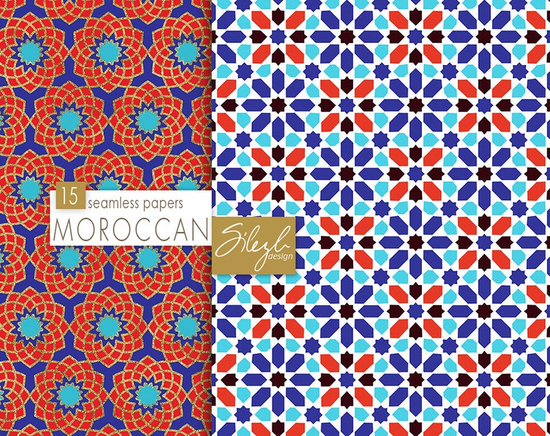 Digital Moroccan Papers II, Moroccan Mosaic Seamless Pattern, Geometric Digital Paper, Ethnic Seamless Digital Paper, Oriental Backgrounds image 4