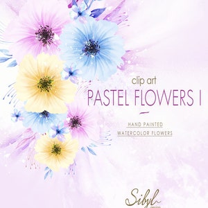 Digitale Aquarell Blumen Clipart, Pastell Blumensträuße, Aquarell Blumen Clip Art, Rosa Blumen handgemalte Clipart, Aquarell PNG