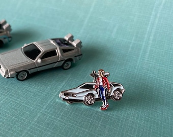 Marty McFly & Delorean Pin · Back to the Future enamel Pin · Retro Pin · Movie Pin · Back to the Future · 80s Pin · brooch