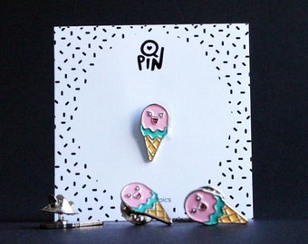 Ice cream enamel pin - Ice cream brooch