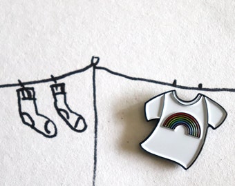 Rainbow T-Shirt Pin - Pride Tshirt Enamel Pin- Retro T-Shirt Pin - Fashion Pin - Classic T-Shirt Enamel Pin - Rainbow Accessory