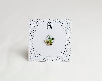 Terrarium Enamel Pin- Plants Pin - Terrarium Golden Pin - Monstera Pin - Cactus pin