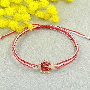 Marienkäfer Armband, März Armband, Marienkäfer Armband, Insekten Armband, Glücksarmband, Schutzarmband, Glücksbringer Armband, Martaki