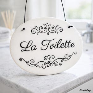 La Toilette sign, toilet sign, bathroom sign, bath sign, hanging bath sign, restroom sign, WC sign, powder room sign, bath door sign, loo
