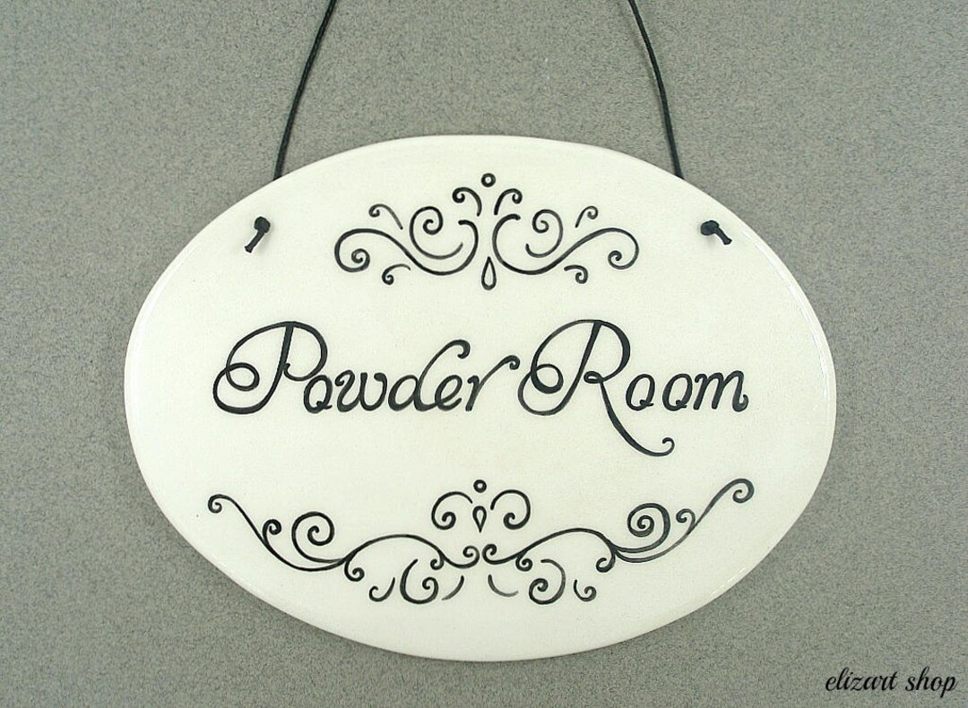 Powder Room Sign, Door Sign, Toilet Sign, Hanging Bath Sign, WC Sign
