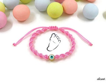 Tobillera de bebé de mal de ojo, pulsera de tobillo de bebé, tobillera de niño pequeño, tobillera de recién nacido, pulsera de protección de bebé, pulsera de pie de bebé, tobillera de encanto