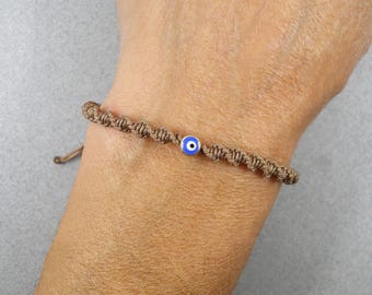 Evil eye bracelet for men, protection bracelet, unisex bracelet, greek evil eye, lucky eye bracelet, men simple bracelet, empath protection