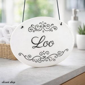 トイレサイン、トイレサイン、バスルームサイン、吊り下げ式バスサイン、レストルームサイン、WCサイン、パウダールームサイン、バスドアサイン、トイレ、セラミックサイン