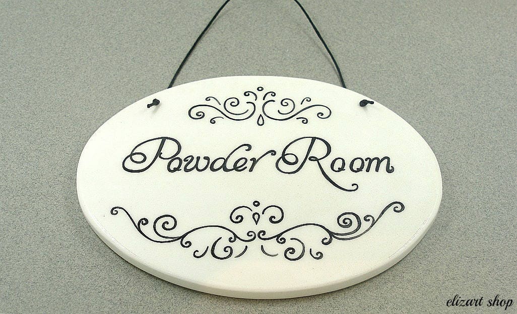 Powder Room Sign Door Sign Toilet Sign Hanging Bath Sign - Etsy