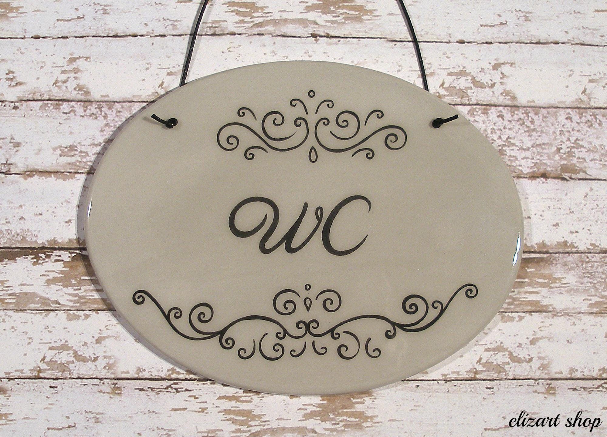 Wc Sign Classy WC Sign, Bathroom Sign, Toilet Sigh, Restroom Sign, Washroom Sign, Bath ...