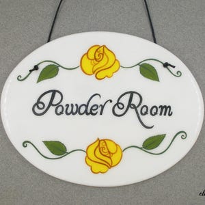 Powder Roon Signs Powder Room Sign, Hand Painted Sign, Ceramic Sign, Toilet Door Sign ...