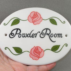 Powder Roon Signs Powder Room Sign, Hand Painted Sign, Ceramic Sign, Toilet Door Sign ...
