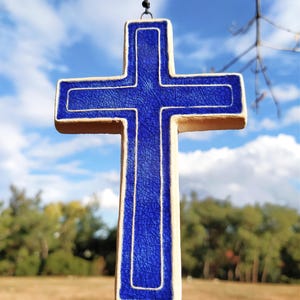 Keramisch kruis voor aan de muur, hangend kruis, kruisbeeld aan de muur, religieus symbool, christelijk cadeau, Grieks cadeau, decoratief kruis, uniek kruisbeeld
