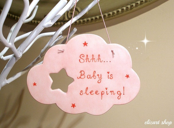 Shh Baby Sleeping Hanging Decoration Star Cloud Door Plaque