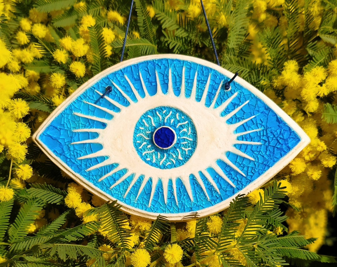 Décor Rétroviseur 'Mauvais Œil' WEWAYSMILE - Pendentif Perles Bleues, Papillon, Alliage, Pour Voiture, Fenêtre, Balcon