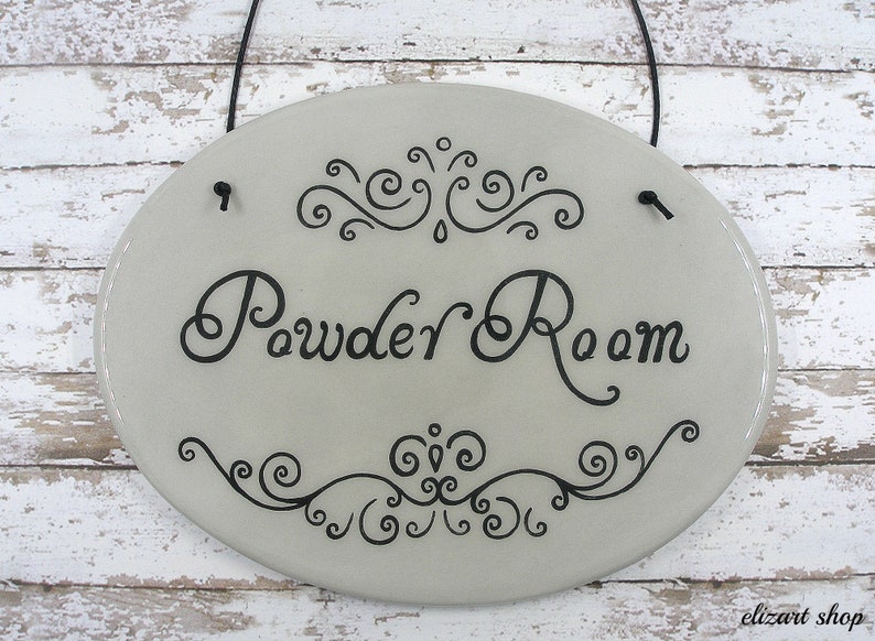 Powder Room Sign Door Sign Toilet Sign Hanging Bath Sign Etsy