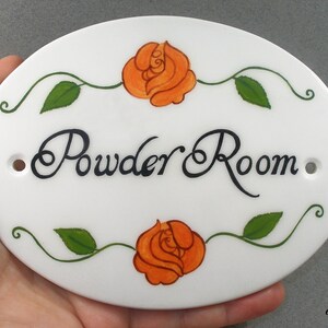 Powder Roon Signs Powder Room Sign, Hand Painted Sign, Ceramic Sign, Toilet Door Sign ...