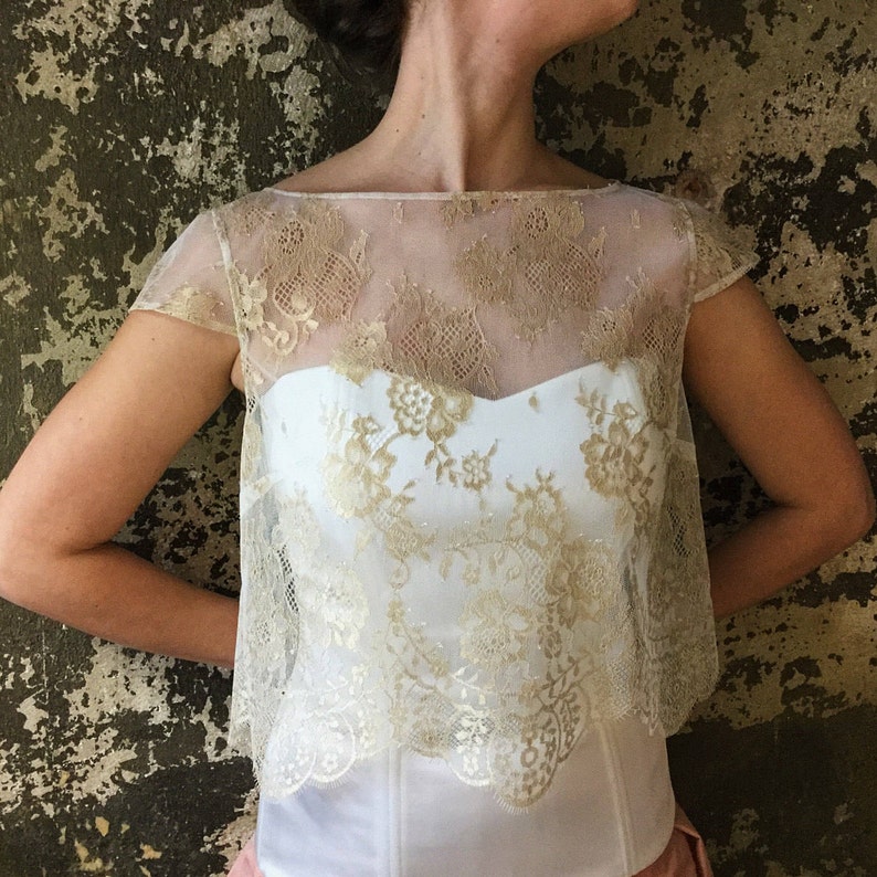 Bridal Cover Up Wedding Dress Topper Wedding cover up Lace Bolero Dress Topper Wedding Top Bridal Lace Top Wedding Separates