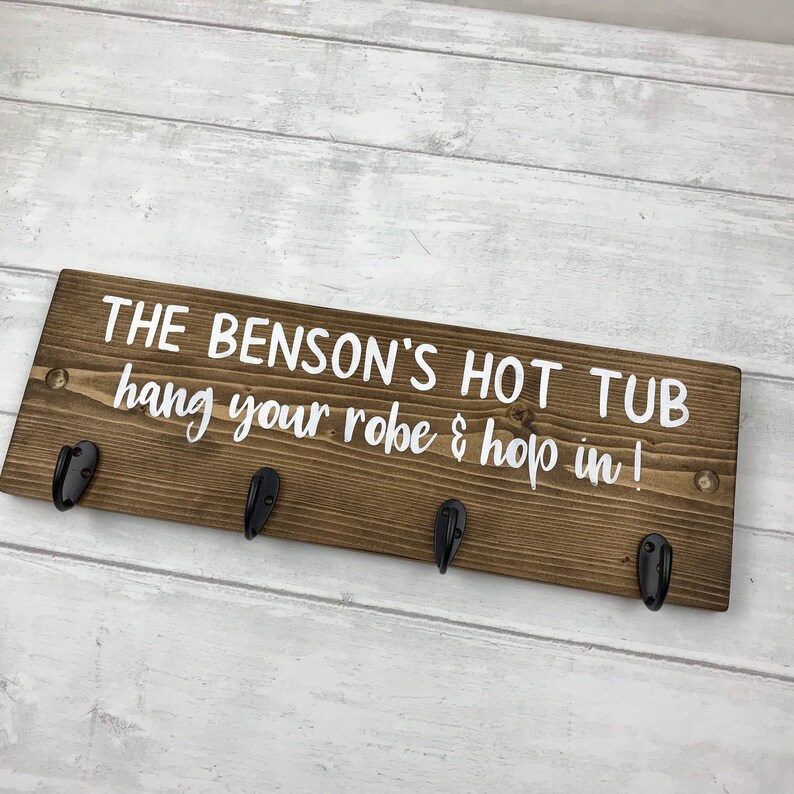 Personalised Hot Tub Sign Robe Hanger Towel Hooks Garden Etsy UK
