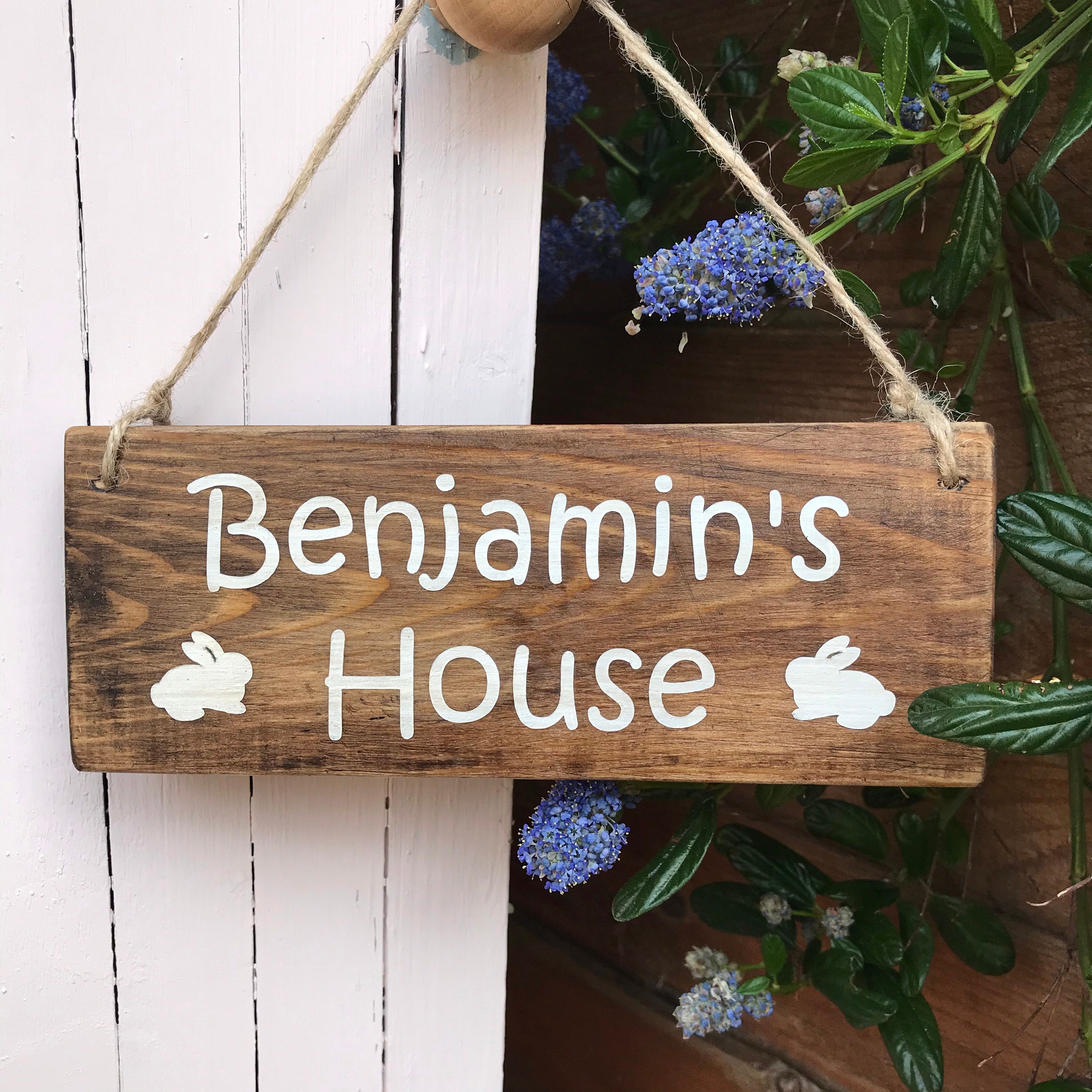 Rabbit Hutch Sign Personalised Bunny Plaque Solid Wood Etsy