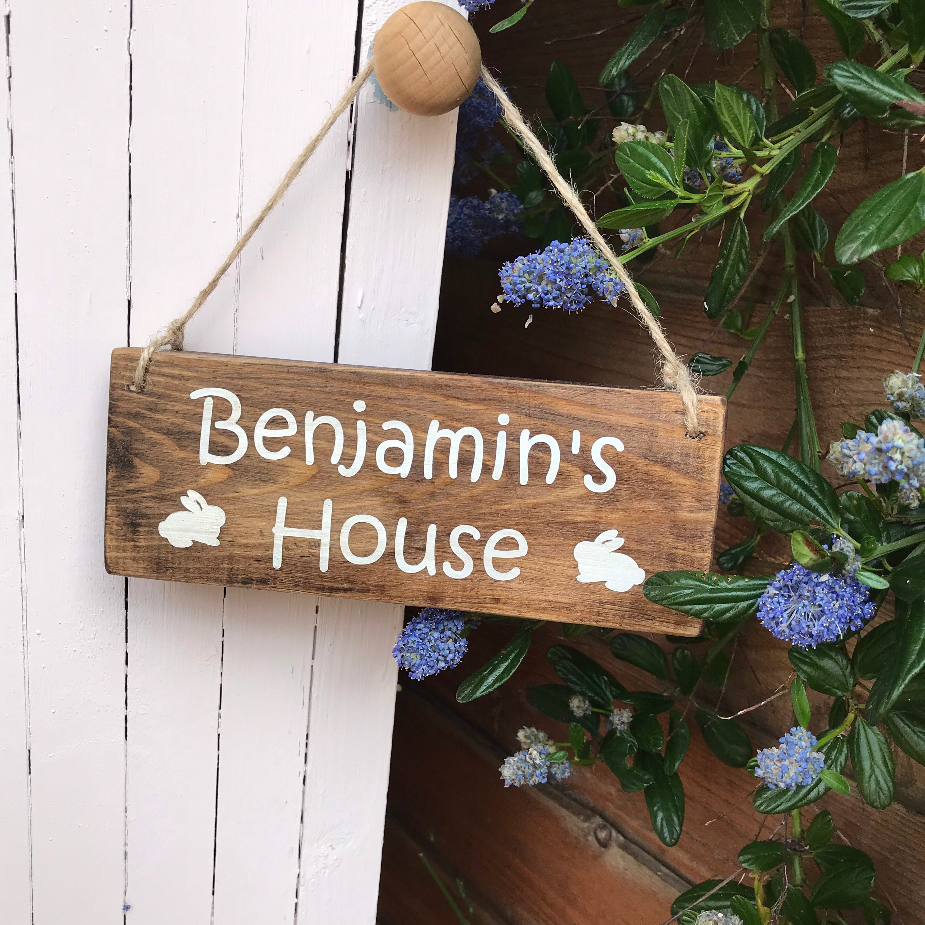Rabbit Hutch Sign Personalised Bunny Plaque Solid Wood Etsy