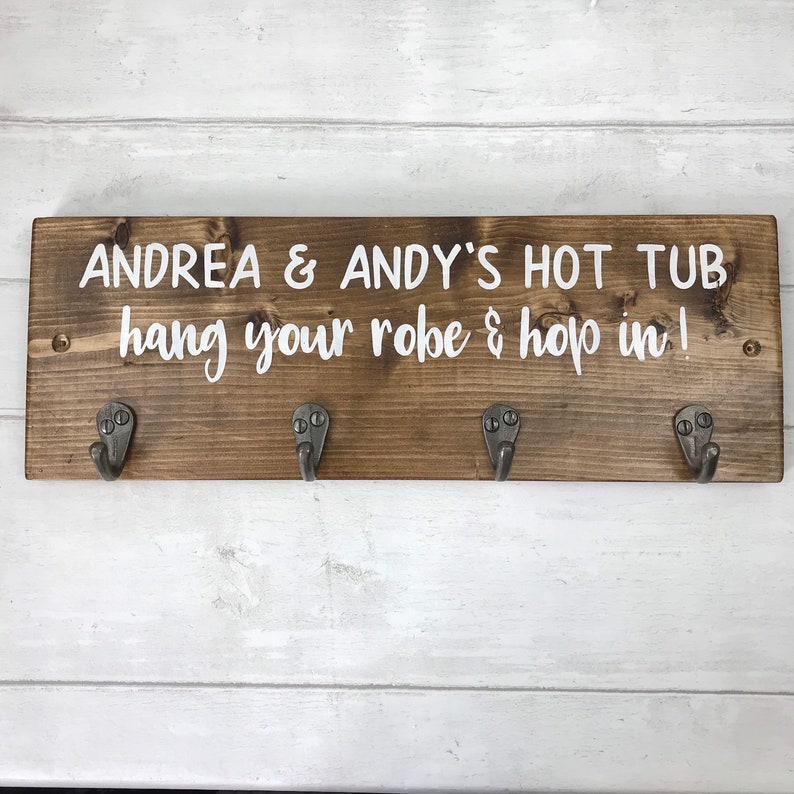 Personalised Hot Tub Sign Robe Hanger Towel Hooks Garden Etsy UK