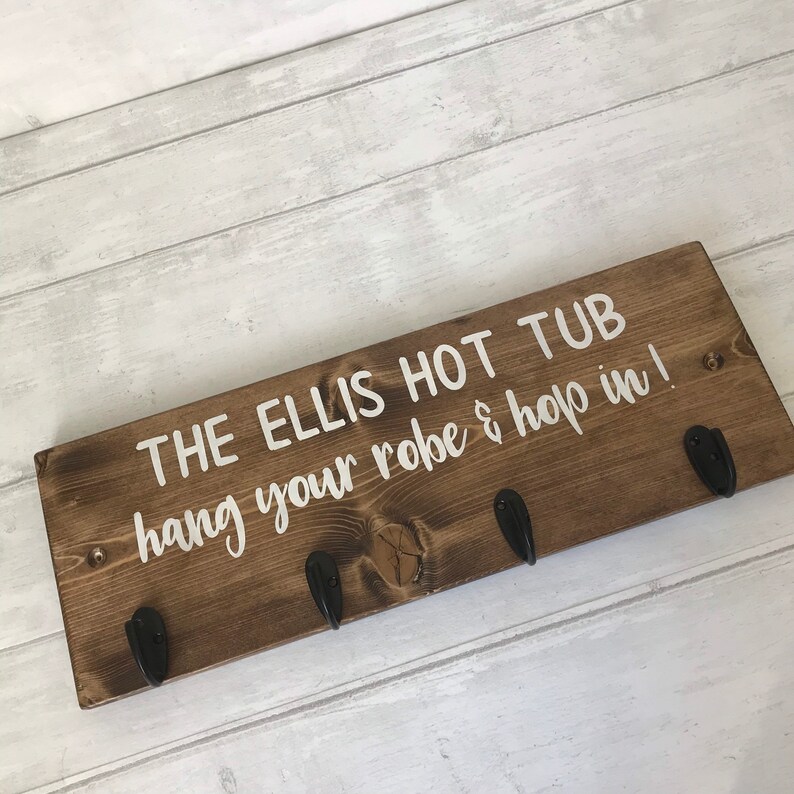Personalised Hot Tub sign robe hanger towel hooks garden Etsy