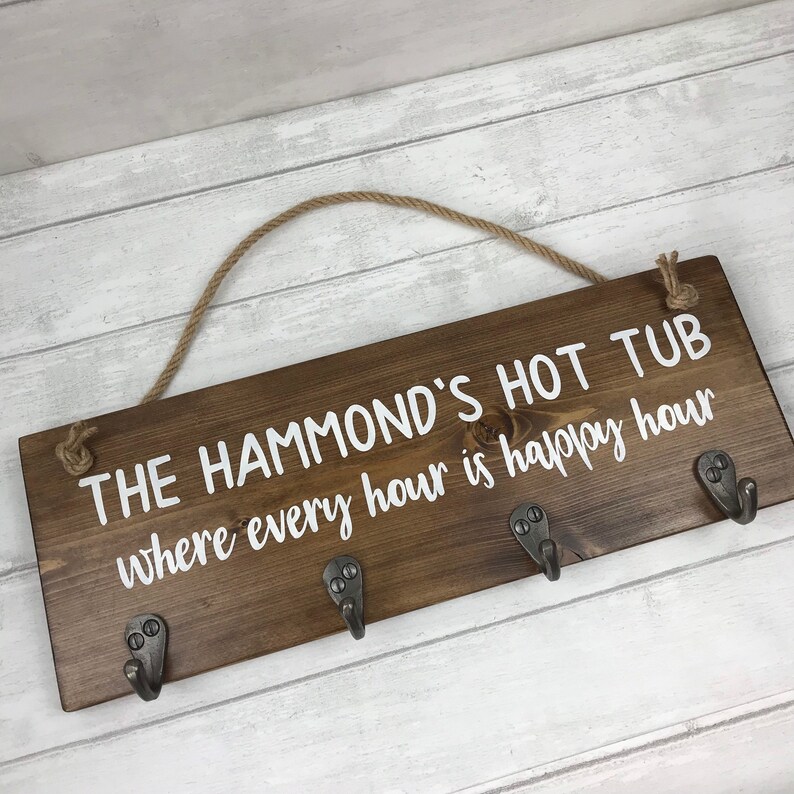 Personalised Hot Tub sign robe hanger towel hooks garden Etsy