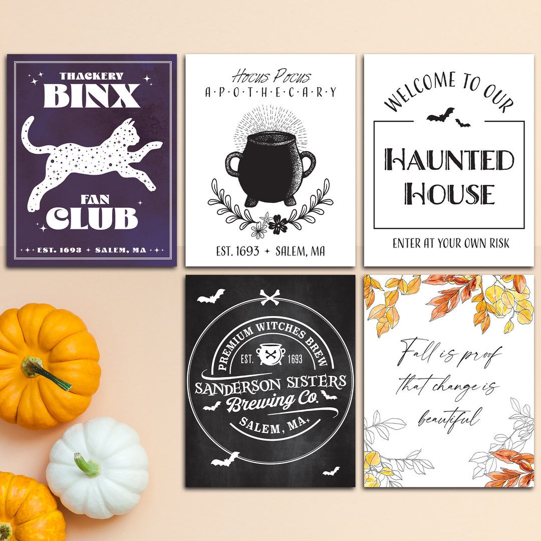 Halloween Printable Posters Cheap DIY Minimal Home Decor for Fall - Etsy