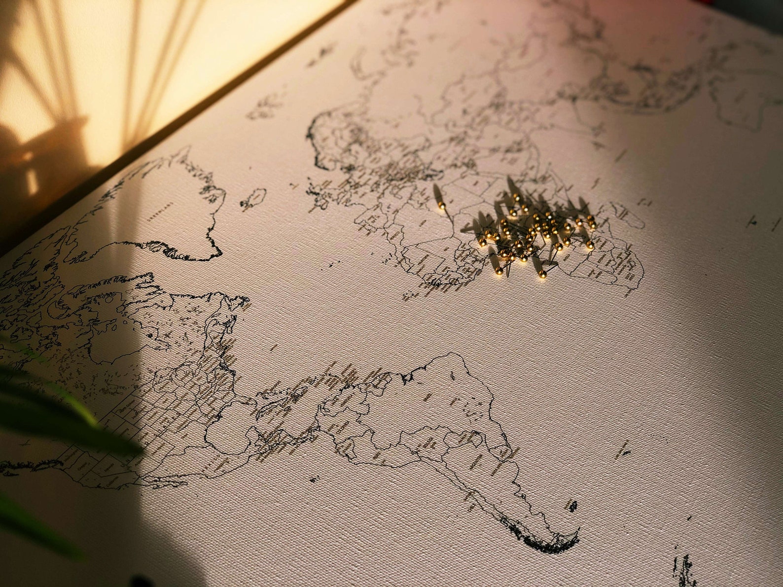World Map on Canvas/push Pin Map on Canvas/100 Push Pins for - Etsy